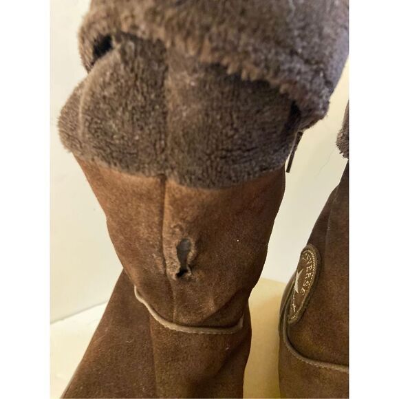 Converse Andover Fold over Hightop Boot brown Suede leather size 9 small hole - Picture 3 of 7